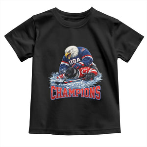 USA Ice Hockey Toddler T Shirt Eagle Dominates Canada 2026 Hockey Champions TS10 Black Print Your Wear