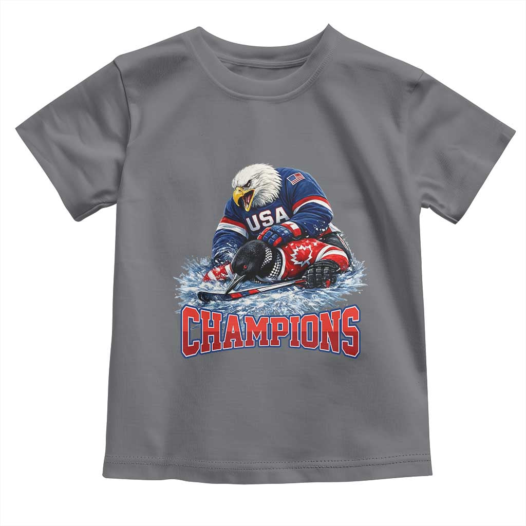 USA Ice Hockey Toddler T Shirt Eagle Dominates Canada 2026 Hockey Champions TS10 Charcoal Print Your Wear