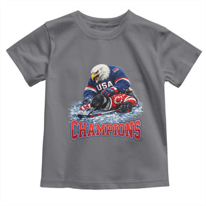 USA Ice Hockey Toddler T Shirt Eagle Dominates Canada 2026 Hockey Champions TS10 Charcoal Print Your Wear