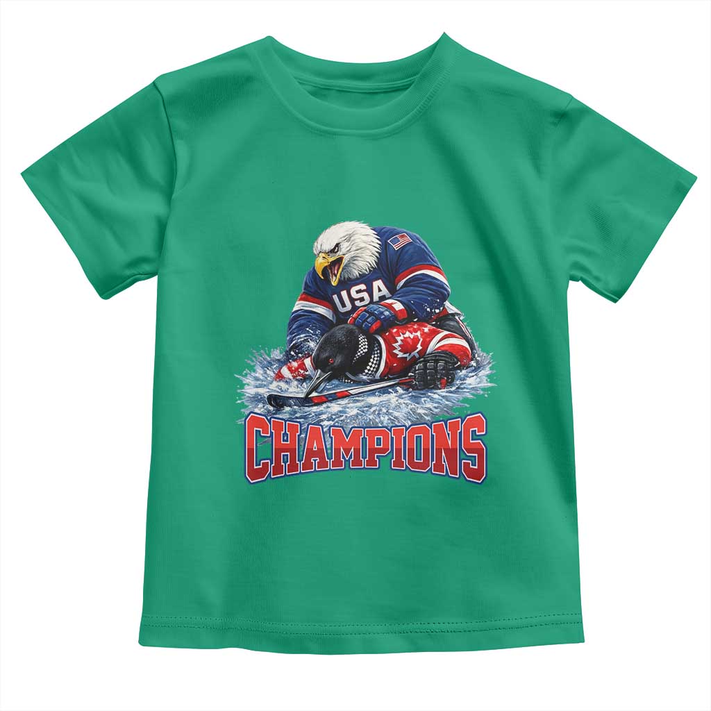 USA Ice Hockey Toddler T Shirt Eagle Dominates Canada 2026 Hockey Champions TS10 Irish Green Print Your Wear