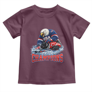 USA Ice Hockey Toddler T Shirt Eagle Dominates Canada 2026 Hockey Champions TS10 Maroon Print Your Wear
