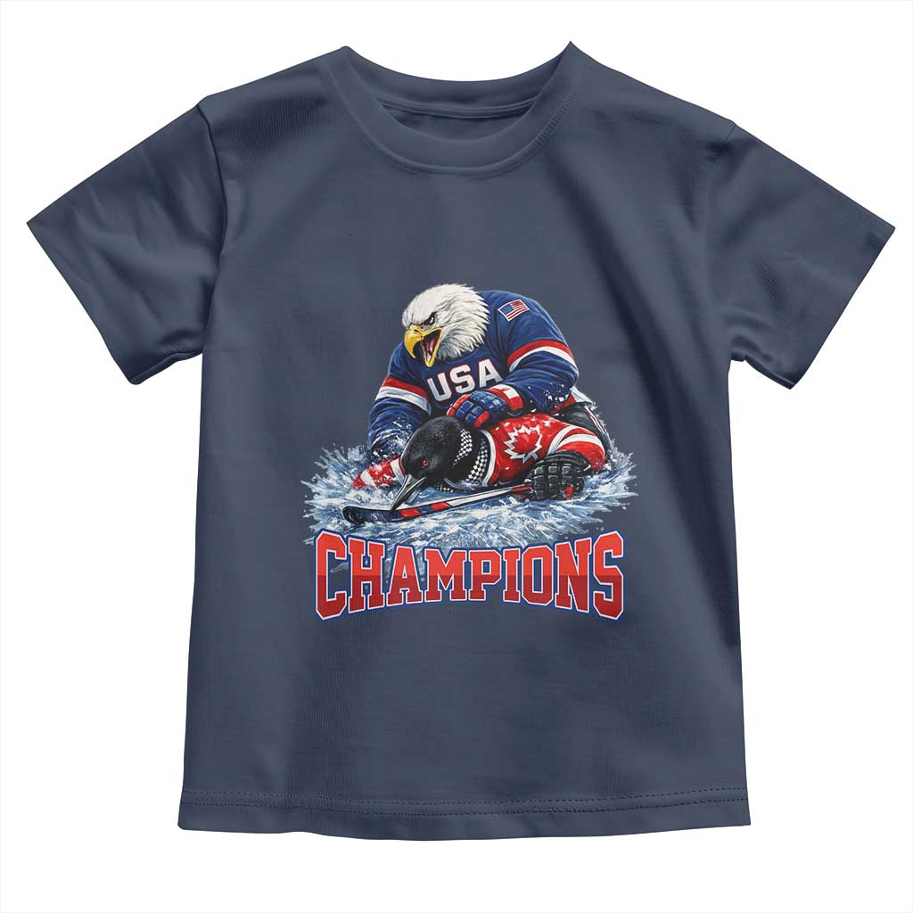 USA Ice Hockey Toddler T Shirt Eagle Dominates Canada 2026 Hockey Champions TS10 Navy Print Your Wear