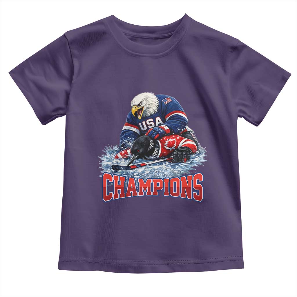 USA Ice Hockey Toddler T Shirt Eagle Dominates Canada 2026 Hockey Champions TS10 Purple Print Your Wear