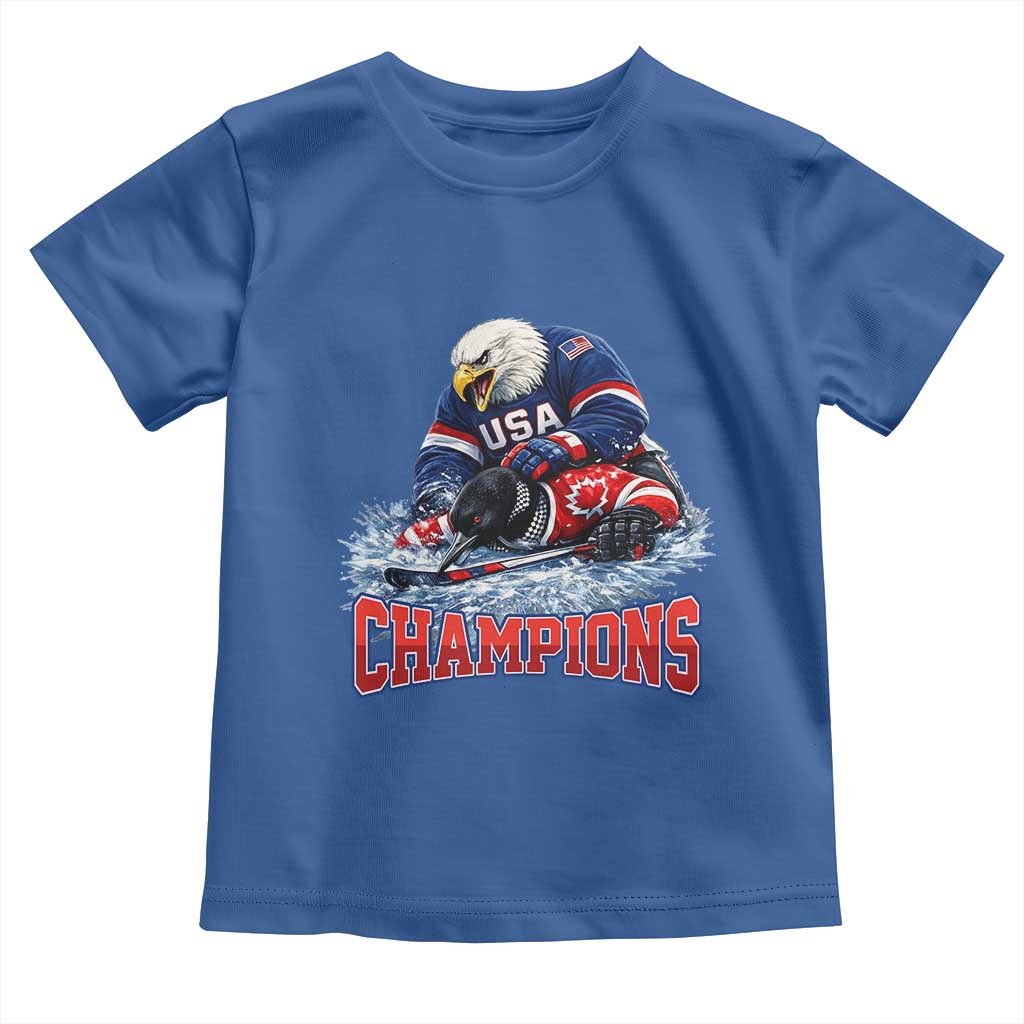 USA Ice Hockey Toddler T Shirt Eagle Dominates Canada 2026 Hockey Champions TS10 Royal Blue Print Your Wear