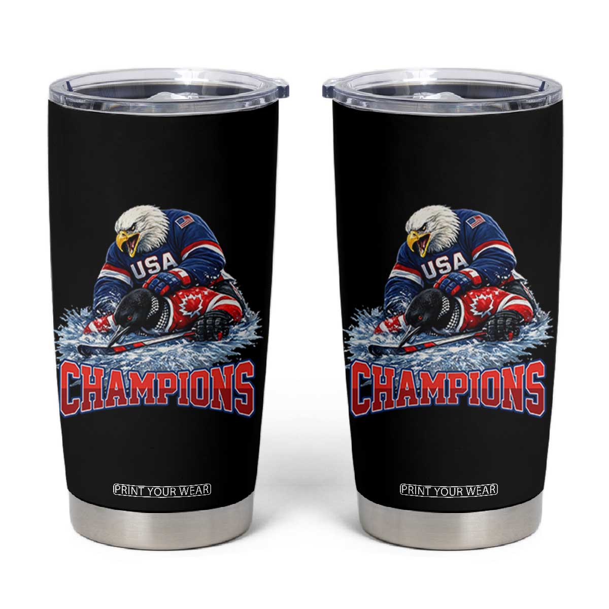 USA Ice Hockey Tumbler Cup Eagle Dominates Canada 2026 Hockey Champions TS10 Black Print Your Wear
