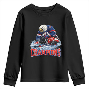 USA Ice Hockey Youth Sweatshirt Eagle Dominates Canada 2026 Hockey Champions TS10 Black Print Your Wear