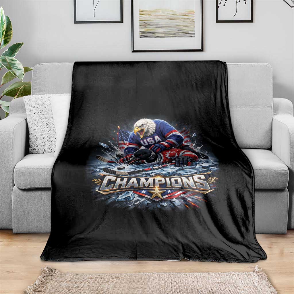 USA Ice Hockey Throw Blanket Eagle Dominates Canada 2026 Hockey Champions Graphic TS10 Print Your Wear