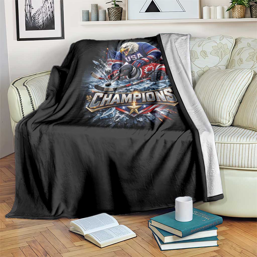 USA Ice Hockey Throw Blanket Eagle Dominates Canada 2026 Hockey Champions Graphic TS10 Print Your Wear