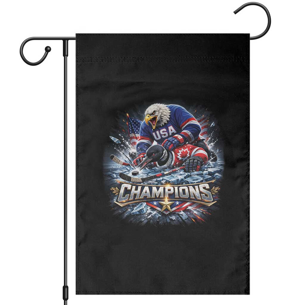 USA Ice Hockey Garden Flag Eagle Dominates Canada 2026 Hockey Champions Graphic TS10 Black Print Your Wear