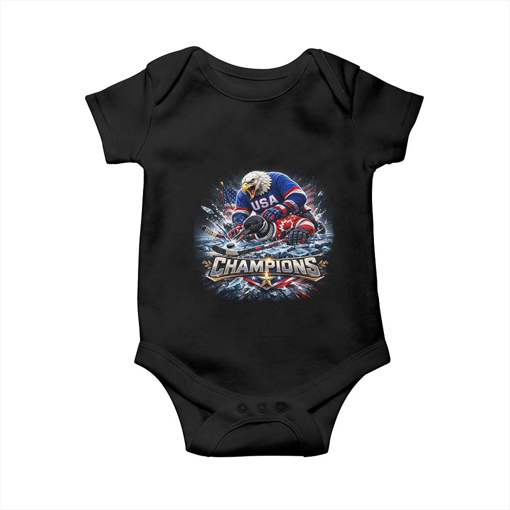 USA Ice Hockey Baby Onesie Eagle Dominates Canada 2026 Hockey Champions Graphic TS10 Black Print Your Wear