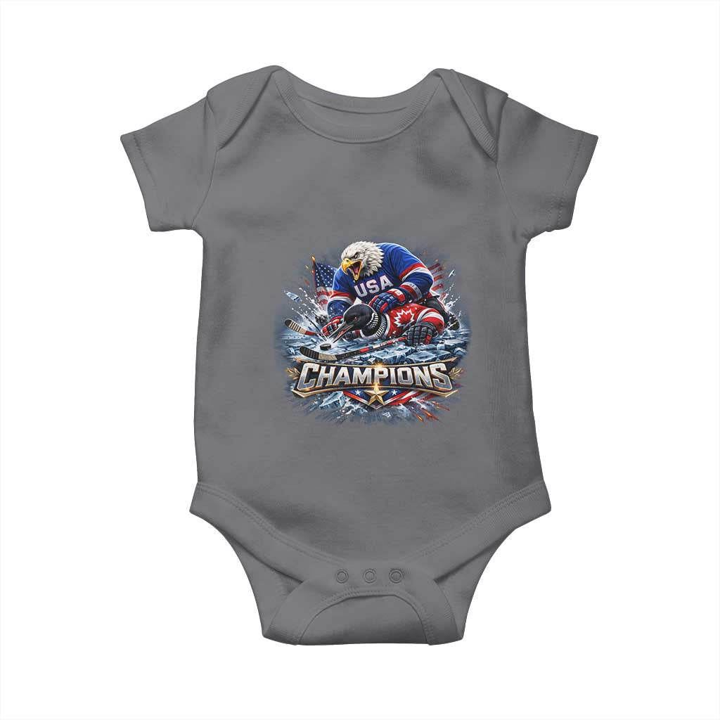 USA Ice Hockey Baby Onesie Eagle Dominates Canada 2026 Hockey Champions Graphic TS10 Charcoal Print Your Wear