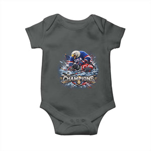 USA Ice Hockey Baby Onesie Eagle Dominates Canada 2026 Hockey Champions Graphic TS10 Dark Heather Print Your Wear