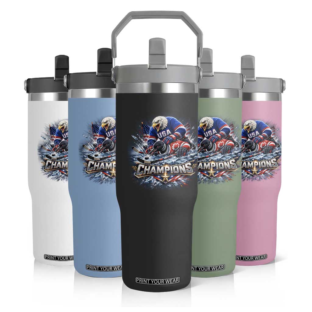 USA Ice Hockey Flip Straw Tumbler Eagle Dominates Canada 2026 Hockey Champions Graphic TS10 Print Your Wear