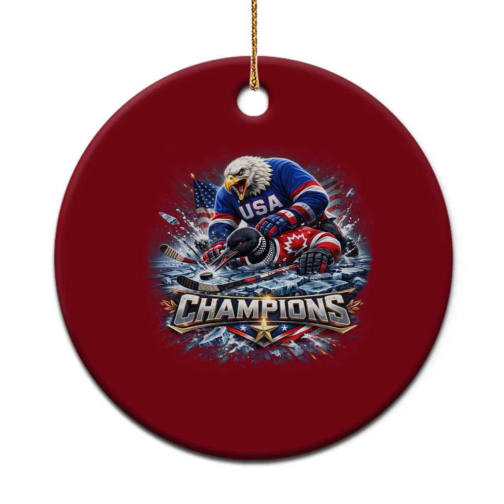 USA Ice Hockey Ceramic Ornament Eagle Dominates Canada 2026 Hockey Champions Graphic TS10 1pc Red Print Your Wear