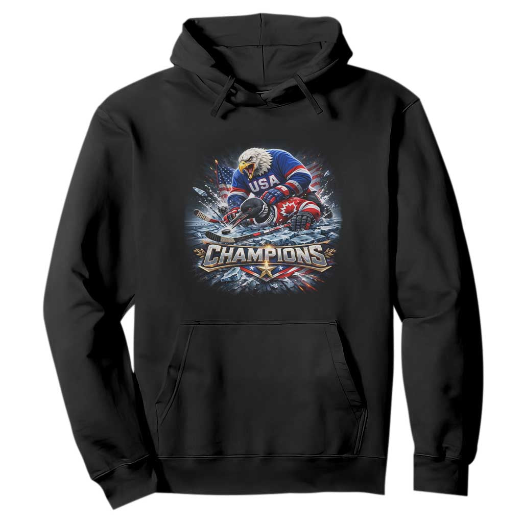 USA Ice Hockey Hoodie Eagle Dominates Canada 2026 Hockey Champions Graphic TS10 Black Print Your Wear