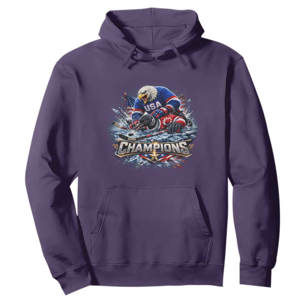 USA Ice Hockey Hoodie Eagle Dominates Canada 2026 Hockey Champions Graphic TS10 Purple Print Your Wear