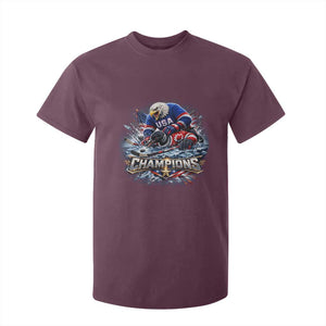 USA Ice Hockey T Shirt For Kid Eagle Dominates Canada 2026 Hockey Champions Graphic TS10 Maroon Print Your Wear