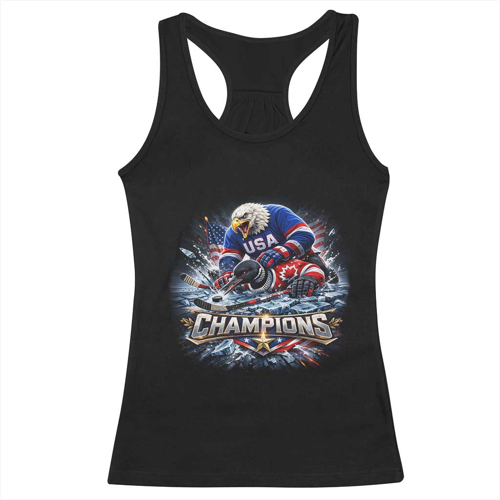 USA Ice Hockey Racerback Tank Top Eagle Dominates Canada 2026 Hockey Champions Graphic TS10 Black Print Your Wear