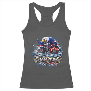 USA Ice Hockey Racerback Tank Top Eagle Dominates Canada 2026 Hockey Champions Graphic TS10 Dark Heather Print Your Wear