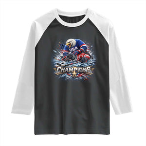 USA Ice Hockey Raglan Shirt Eagle Dominates Canada 2026 Hockey Champions Graphic TS10 Black White Print Your Wear