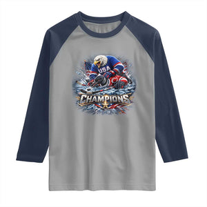 USA Ice Hockey Raglan Shirt Eagle Dominates Canada 2026 Hockey Champions Graphic TS10 Sport Gray Navy Print Your Wear