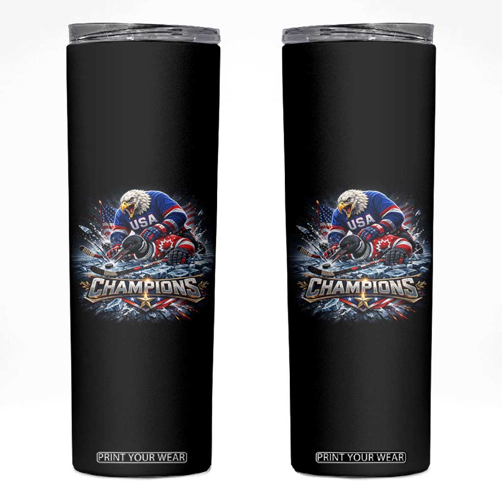 USA Ice Hockey Skinny Tumbler Eagle Dominates Canada 2026 Hockey Champions Graphic TS10 Black Print Your Wear