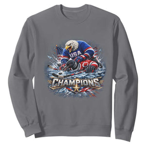 USA Ice Hockey Sweatshirt Eagle Dominates Canada 2026 Hockey Champions Graphic TS10 Charcoal Print Your Wear