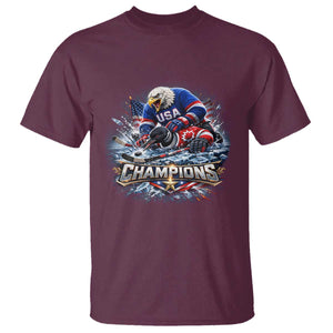 USA Ice Hockey T Shirt Eagle Dominates Canada 2026 Hockey Champions Graphic TS10 Maroon Print Your Wear