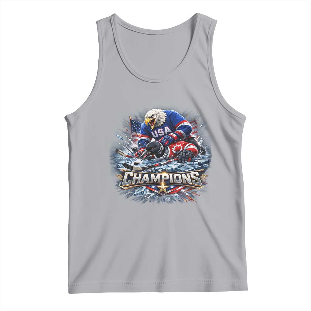 USA Ice Hockey Tank Top Eagle Dominates Canada 2026 Hockey Champions Graphic TS10 Athletic Heather Print Your Wear