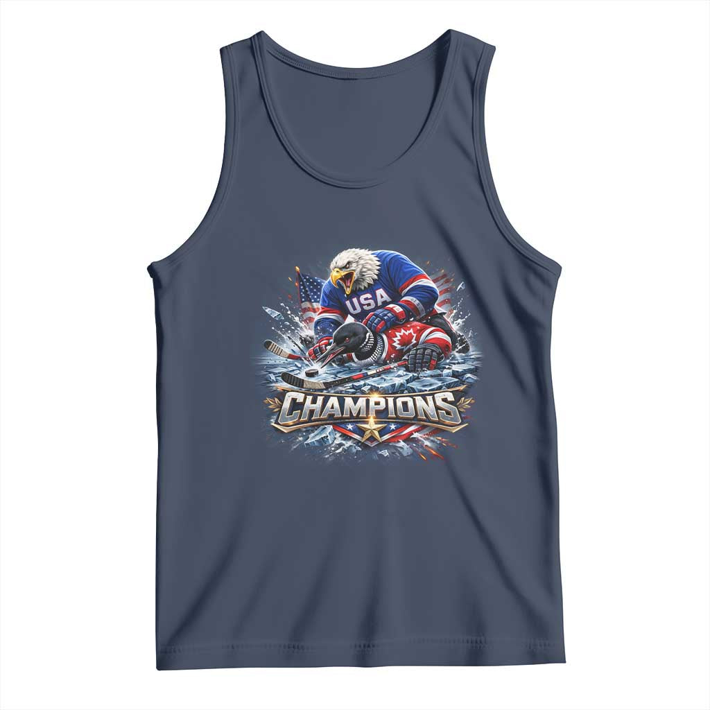 USA Ice Hockey Tank Top Eagle Dominates Canada 2026 Hockey Champions Graphic TS10 Navy Print Your Wear