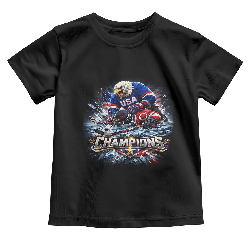 USA Ice Hockey Toddler T Shirt Eagle Dominates Canada 2026 Hockey Champions Graphic TS10 Black Print Your Wear