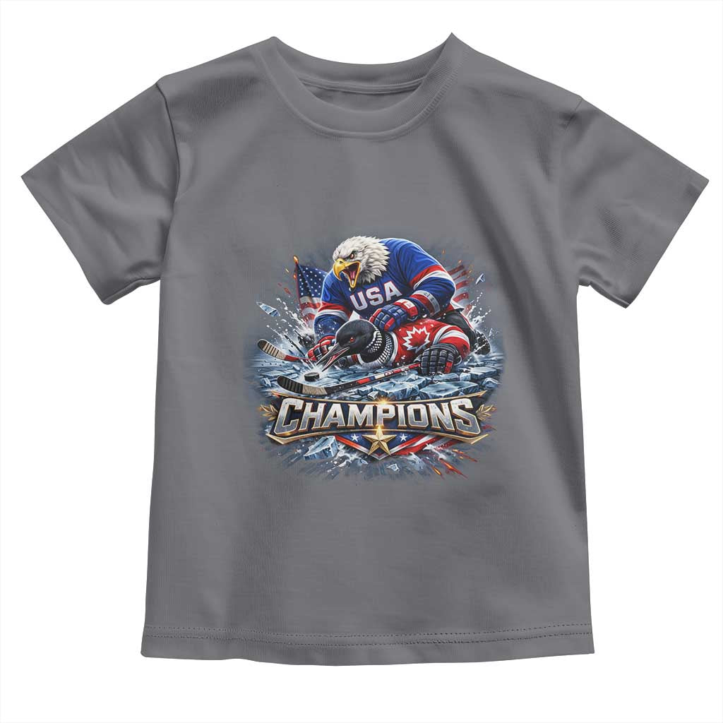 USA Ice Hockey Toddler T Shirt Eagle Dominates Canada 2026 Hockey Champions Graphic TS10 Charcoal Print Your Wear