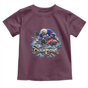 USA Ice Hockey Toddler T Shirt Eagle Dominates Canada 2026 Hockey Champions Graphic TS10 Maroon Print Your Wear