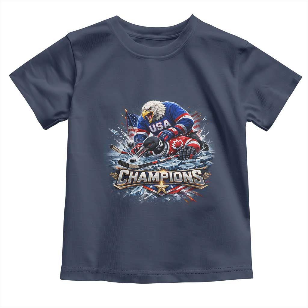 USA Ice Hockey Toddler T Shirt Eagle Dominates Canada 2026 Hockey Champions Graphic TS10 Navy Print Your Wear