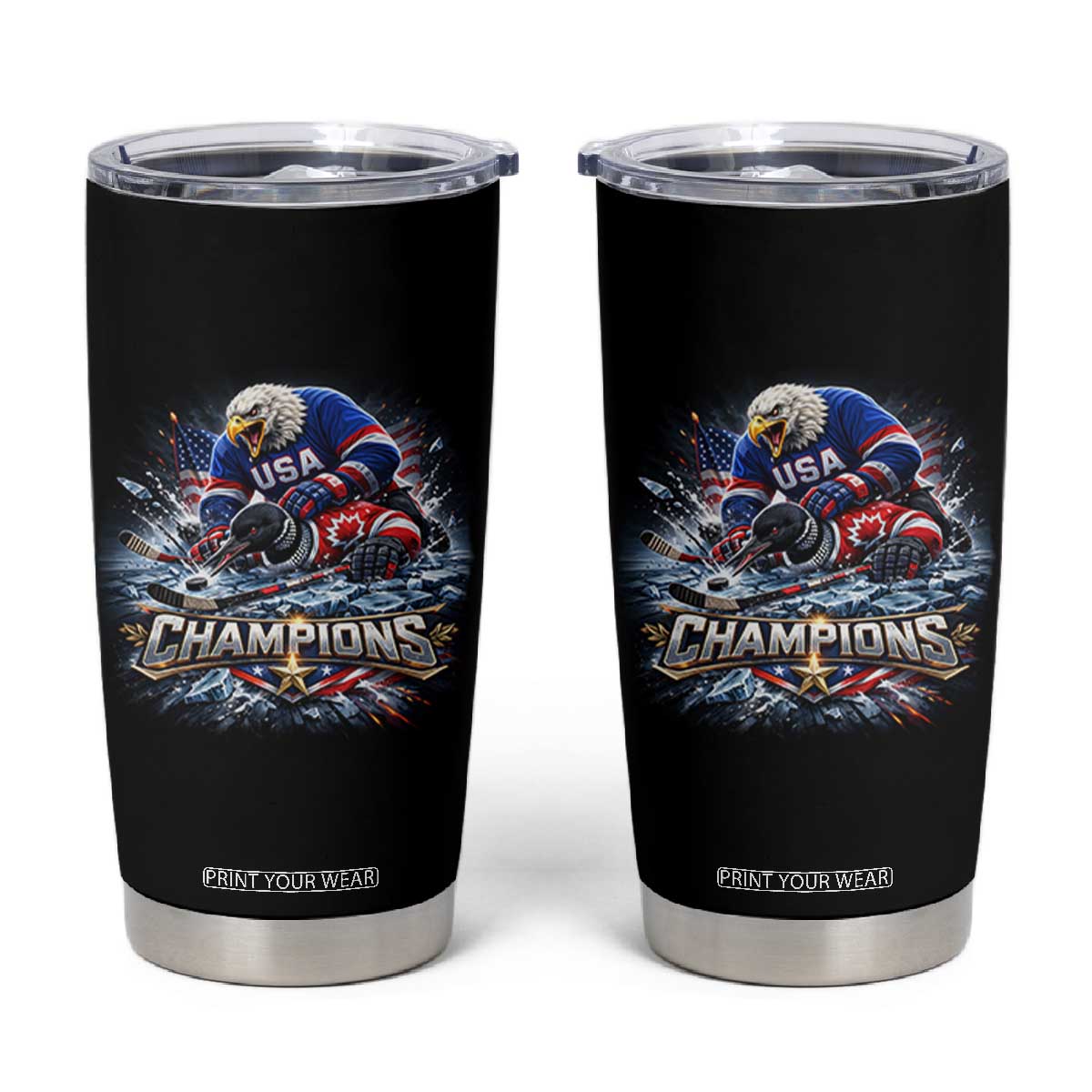 USA Ice Hockey Tumbler Cup Eagle Dominates Canada 2026 Hockey Champions Graphic TS10 Black Print Your Wear