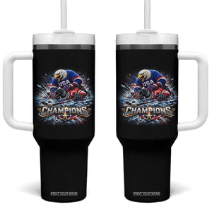 USA Ice Hockey Tumbler With Handle Eagle Dominates Canada 2026 Hockey Champions Graphic TS10 One Size: 40 oz Black Print Your Wear