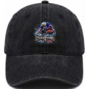 USA Ice Hockey Washed Cotton Baseball Cap Eagle Dominates Canada 2026 Hockey Champions Graphic TS10 Washed Cap Universal Fit Black Print Your Wear