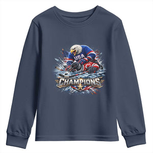 USA Ice Hockey Youth Sweatshirt Eagle Dominates Canada 2026 Hockey Champions Graphic TS10 Navy Print Your Wear