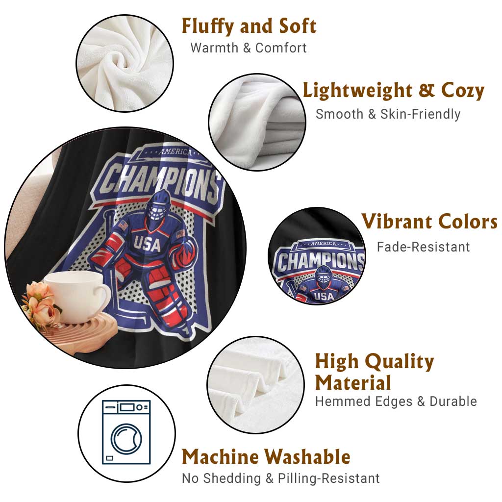 USA Ice Hockey Throw Blanket America Champions Patriotic Ice Hockey Team Fan TS10 Print Your Wear