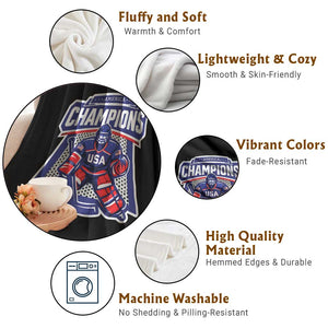 USA Ice Hockey Throw Blanket America Champions Patriotic Ice Hockey Team Fan TS10 Print Your Wear