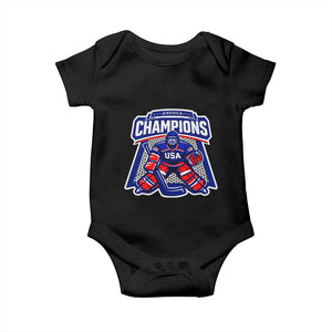USA Ice Hockey Baby Onesie America Champions Patriotic Ice Hockey Team Fan TS10 Black Print Your Wear