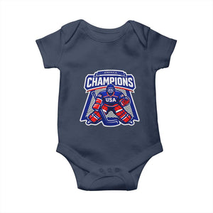 USA Ice Hockey Baby Onesie America Champions Patriotic Ice Hockey Team Fan TS10 Navy Print Your Wear
