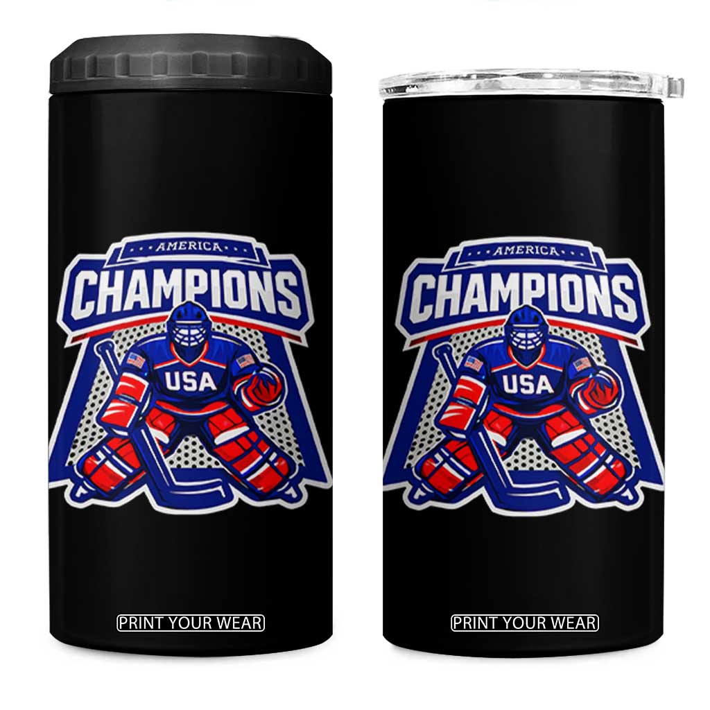 USA Ice Hockey 4 in 1 Can Cooler Tumbler America Champions Patriotic Ice Hockey Team Fan TS10 One Size: 16 oz Black Print Your Wear
