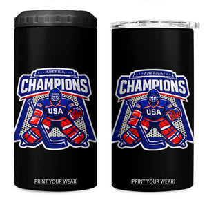 USA Ice Hockey 4 in 1 Can Cooler Tumbler America Champions Patriotic Ice Hockey Team Fan TS10 One Size: 16 oz Black Print Your Wear