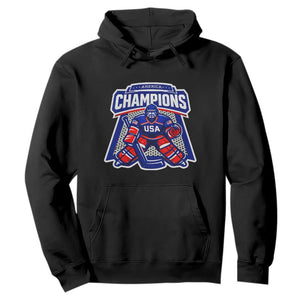 USA Ice Hockey Hoodie America Champions Patriotic Ice Hockey Team Fan TS10 Black Print Your Wear