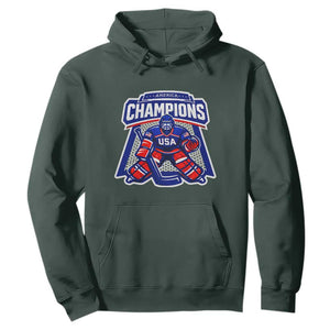 USA Ice Hockey Hoodie America Champions Patriotic Ice Hockey Team Fan TS10 Dark Forest Green Print Your Wear
