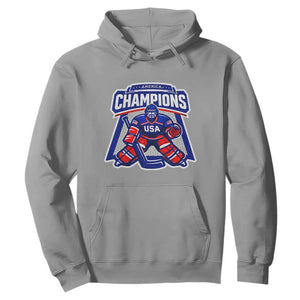 USA Ice Hockey Hoodie America Champions Patriotic Ice Hockey Team Fan TS10 Sport Gray Print Your Wear