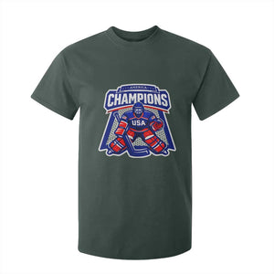 USA Ice Hockey T Shirt For Kid America Champions Patriotic Ice Hockey Team Fan TS10 Dark Forest Green Print Your Wear