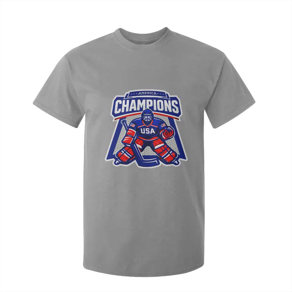USA Ice Hockey T Shirt For Kid America Champions Patriotic Ice Hockey Team Fan TS10 Sport Gray Print Your Wear