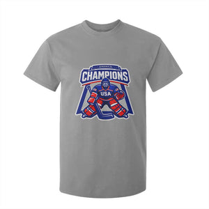 USA Ice Hockey T Shirt For Kid America Champions Patriotic Ice Hockey Team Fan TS10 Sport Gray Print Your Wear